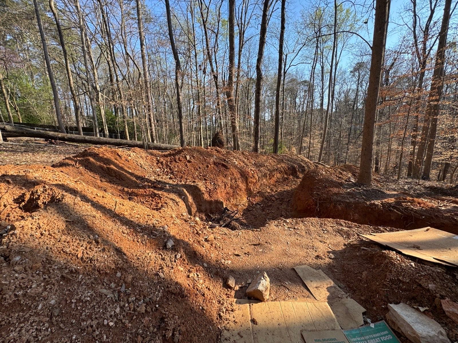 Excavation and grading work on a residential lot